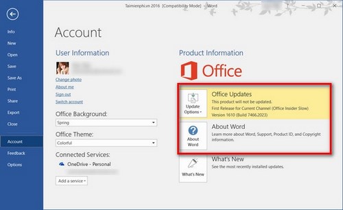 Check Office, Word, Excel, Powerpoint version Picture 5