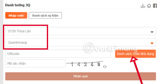 Picture 1 of Code for Danh Tuong 3Q, enter code DT3Q 22/04/2026