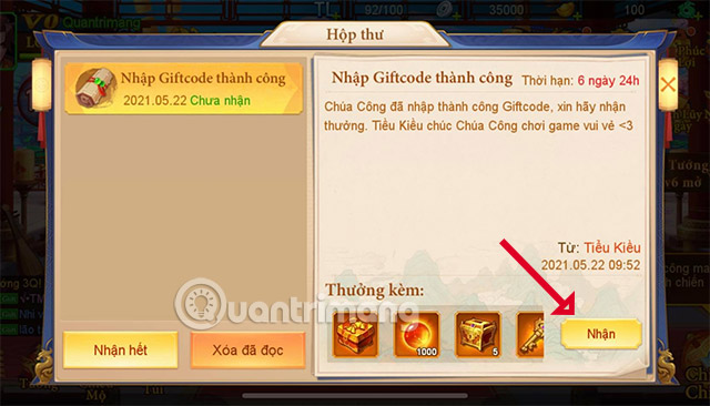 Picture 5 of Code for Danh Tuong 3Q, enter code DT3Q 22/04/2026