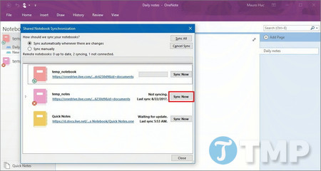 Picture 10 of Common errors during OneNote synchronization on Windows 10 and how to fix them.