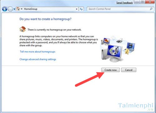 Picture 5 of Connecting to the HomeGroup network, the home network in Windows 7.