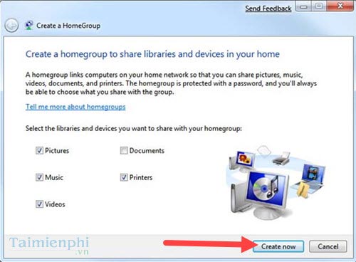 Picture 6 of Connecting to the HomeGroup network, the home network in Windows 7.
