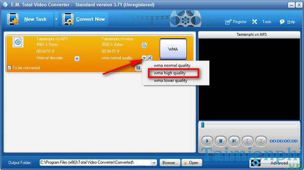Picture 3 of Convert audio to WMA using Total Video Converter