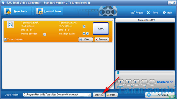Picture 4 of Convert audio to WMA using Total Video Converter