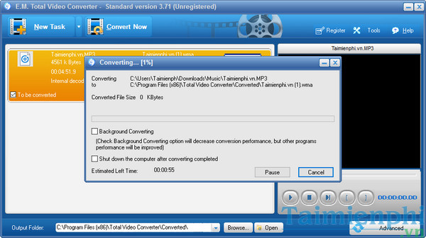 Picture 5 of Convert audio to WMA using Total Video Converter