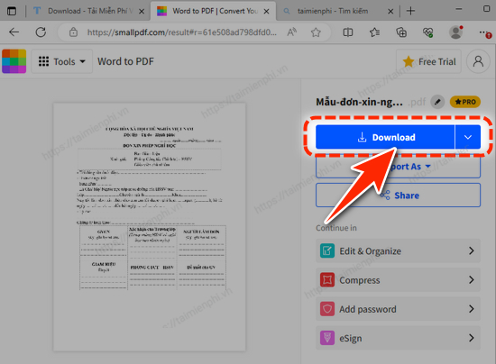 Picture 6 of Convert Word to PDF online on your computer.