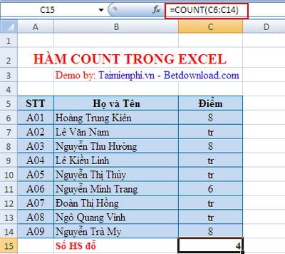 Count function in excel, formula, how to use count function in most detail Picture 4