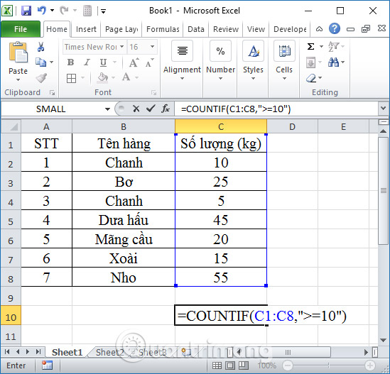 Picture 5 of COUNTIF function: Conditional counting in Excel