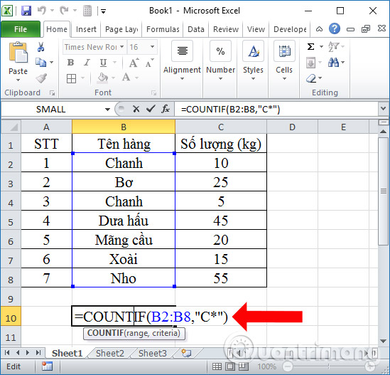 Picture 7 of COUNTIF function: Conditional counting in Excel