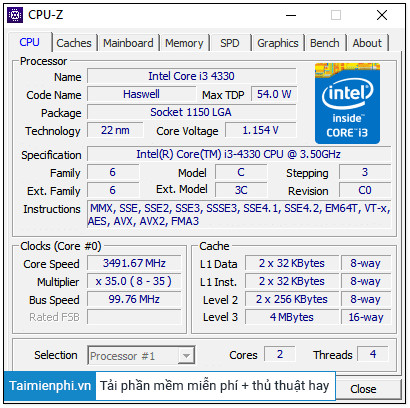 Picture 2 of CPU-Z keyboard shortcut on a computer