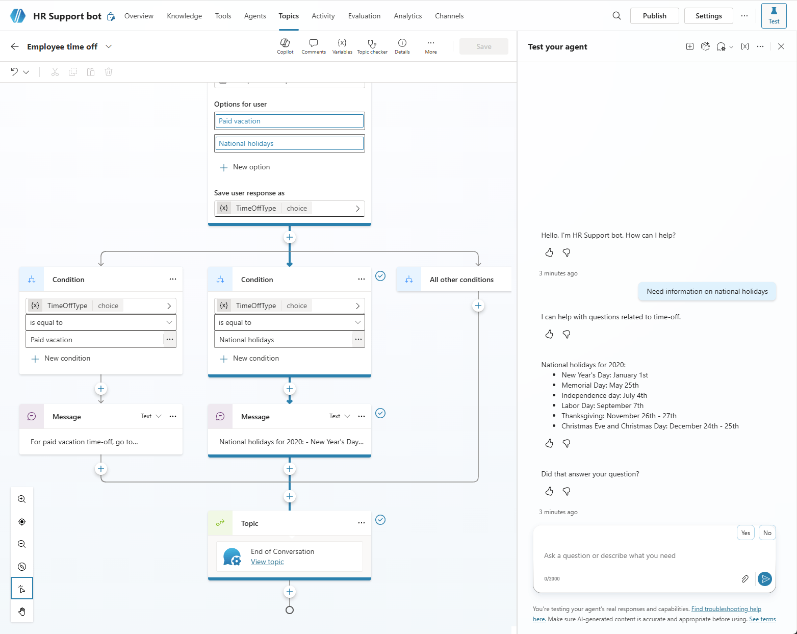 Picture 3 of Create a basic agent and publish it to Microsoft Teams.
