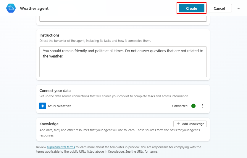 images 2 of Create a custom agent from the agent template.
