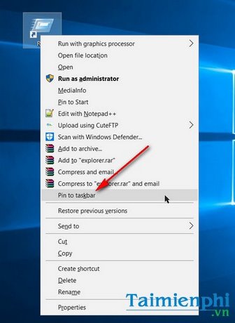 Picture 10 of Create a shortcut for the Run command, pin the Run command to the Taskbar and Start Menu on Windows 10.