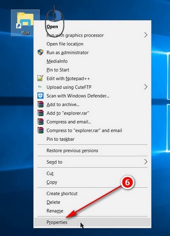 Picture 5 of Create a shortcut for the Run command, pin the Run command to the Taskbar and Start Menu on Windows 10.
