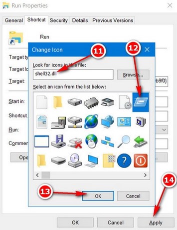 Picture 8 of Create a shortcut for the Run command, pin the Run command to the Taskbar and Start Menu on Windows 10.