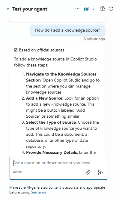Picture 4 of Create and deploy agents in Microsoft Copilot Studio