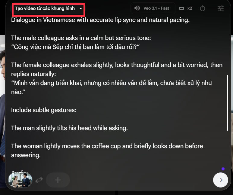 Create a dialogue video from just two images using Google Flow. Picture 4