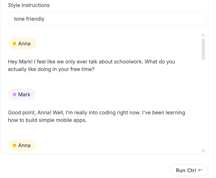 Create English listening practice conversations using Google AI Studio Picture 7
