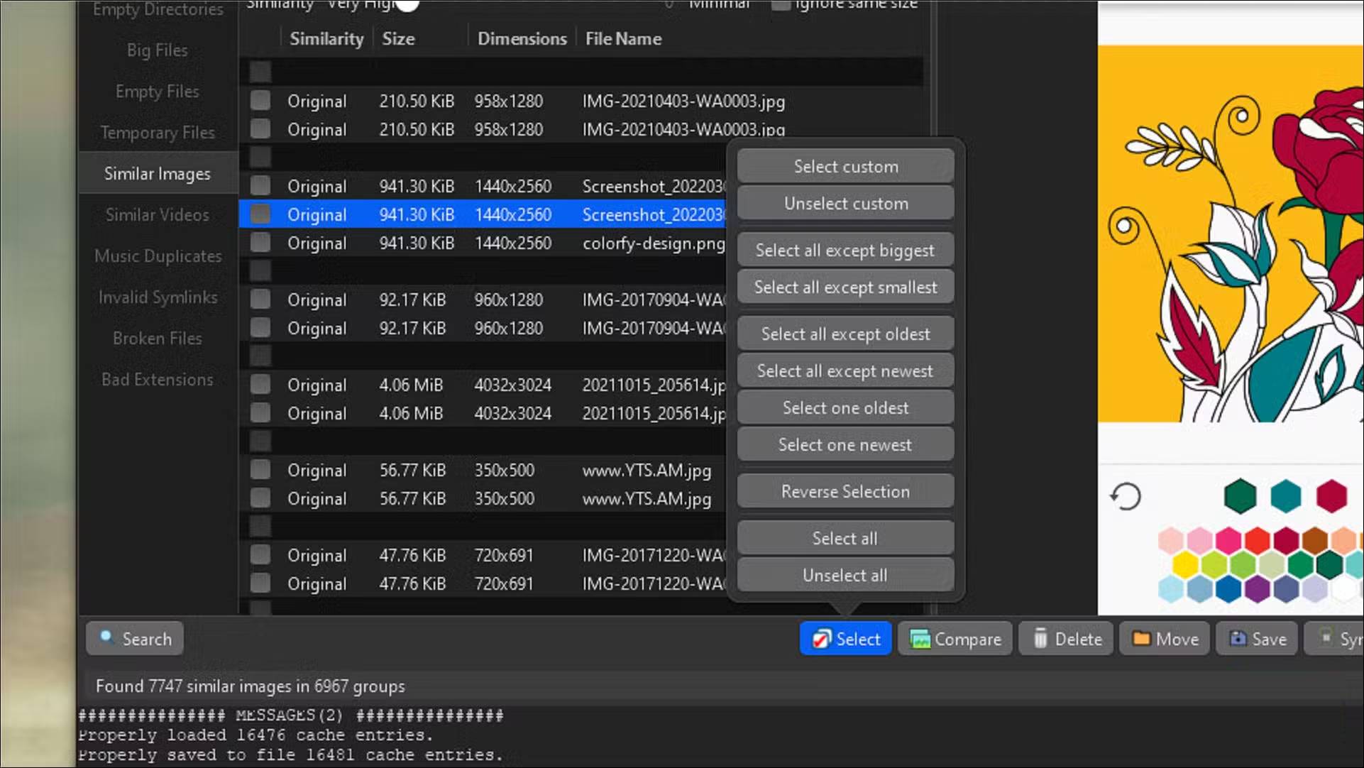 Czkawka - An open-source application that helps remove duplicate data. Picture 5