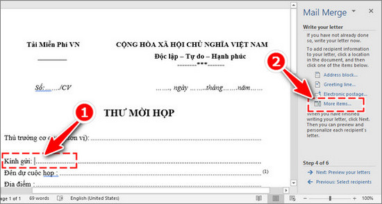 Detailed instructions for mail merge in Word 2010, 2013, 2016 Picture 11