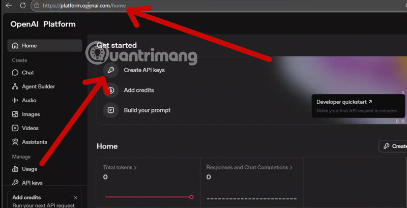 Detailed instructions on how to create ChatGPT API Keys to connect n8n and automation platforms. Picture 1