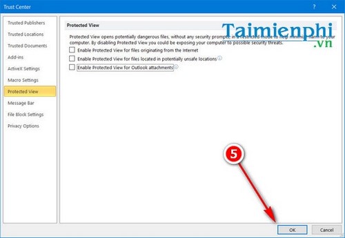 Disable the Protected View feature, turn off the Protected View feature in Office 2010 Picture 4