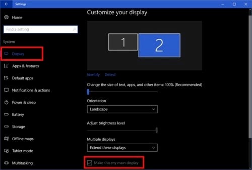 Picture 2 of Display the taskbar on one screen with Windows 10.