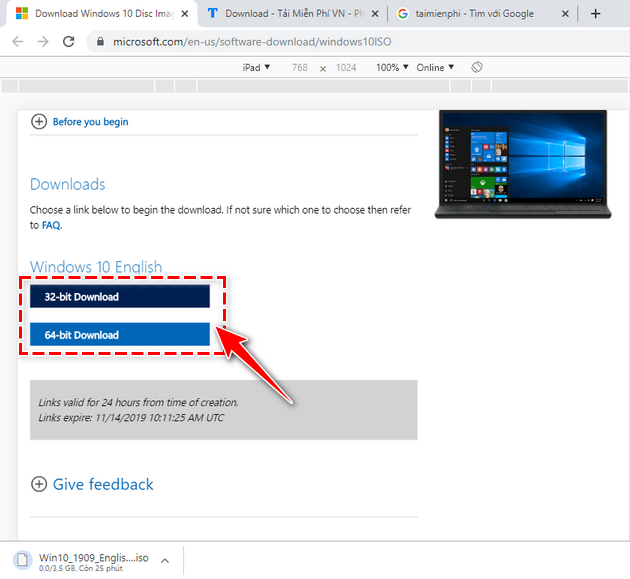 Picture 7 of Download link for Windows 10 Build 19603 ISO file