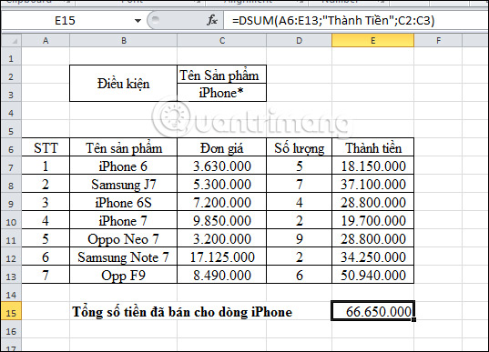 DSUM Function: How to Sum with Complex Conditions in Excel Picture 4