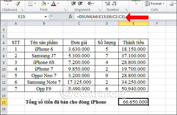 DSUM Function: How to Sum with Complex Conditions in Excel Picture 5
