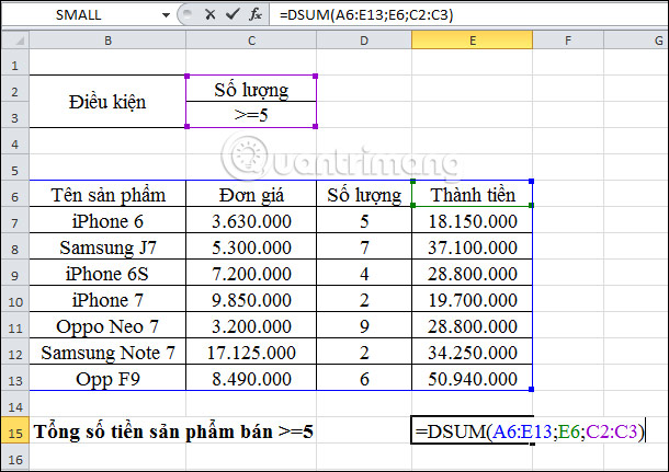 DSUM Function: How to Sum with Complex Conditions in Excel Picture 7