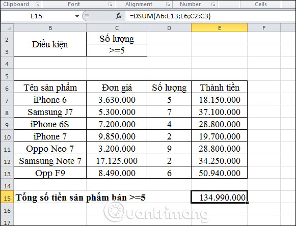 DSUM Function: How to Sum with Complex Conditions in Excel Picture 8