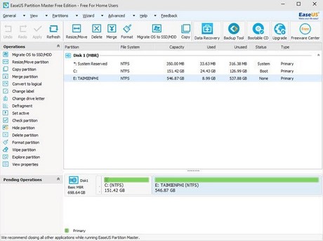 Picture 3 of EaseUS Partition Master - Increase or decrease C drive capacity without data loss