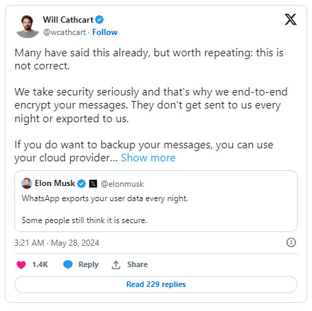 Elon Musk: WhatsApp is exporting your user data every night Picture 2