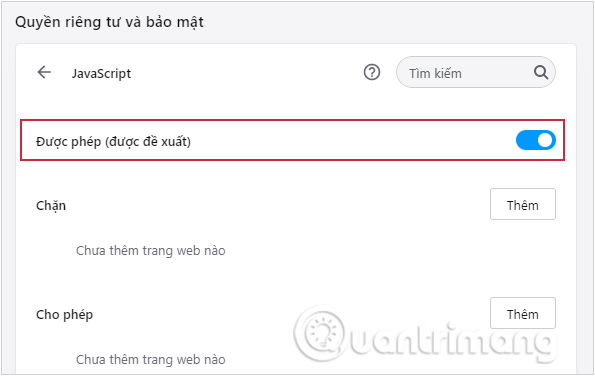 Picture 21 of Enable or disable JavaScript on Chrome, Cốc Cốc, Firefox, Edge, Opera, Safari, and Tor.