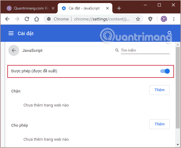 Picture 4 of Enable or disable JavaScript on Chrome, Cốc Cốc, Firefox, Edge, Opera, Safari, and Tor.