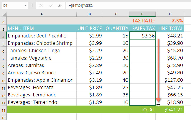 Excel 2016 - Lesson 15: Relative and absolute cell references Picture 11