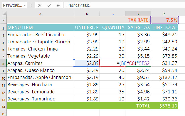 Excel 2016 - Lesson 15: Relative and absolute cell references Picture 13