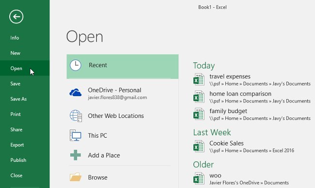 Excel 2016 - Lesson 3: How to create new and open existing spreadsheets Picture 8