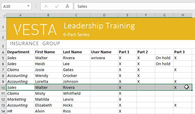 Excel 2016 - Lesson 5: Basic concepts of cells and ranges Picture 12