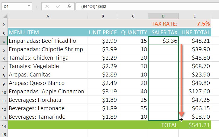 Picture 10 of Excel 2019 (Part 14): Relative and Absolute Cell References