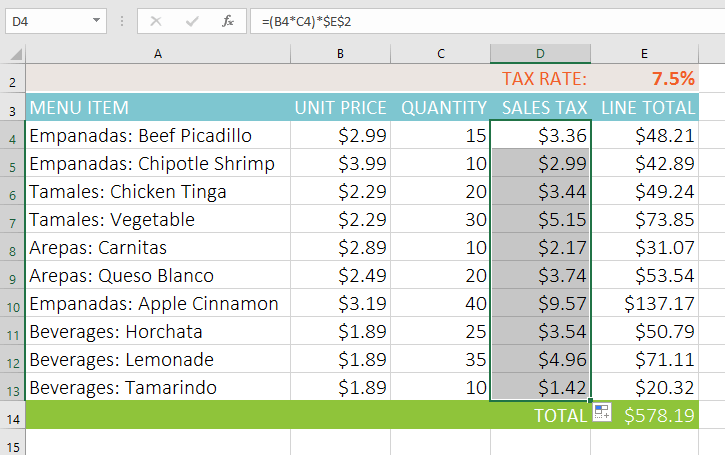 Picture 11 of Excel 2019 (Part 14): Relative and Absolute Cell References
