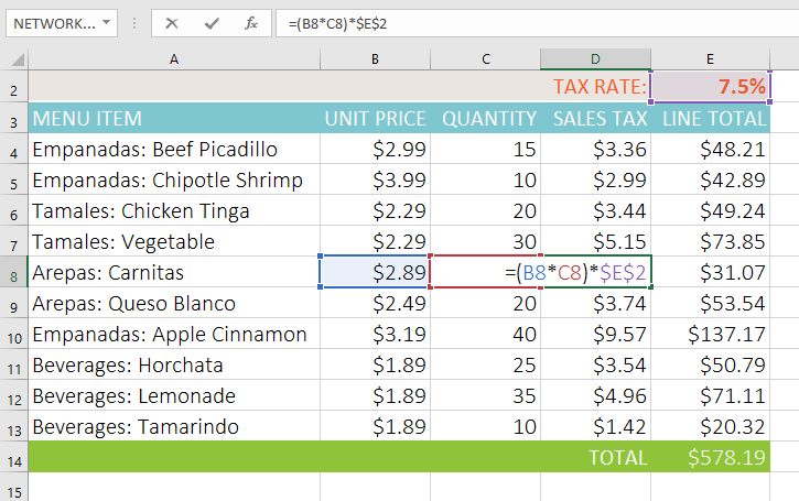 Picture 12 of Excel 2019 (Part 14): Relative and Absolute Cell References