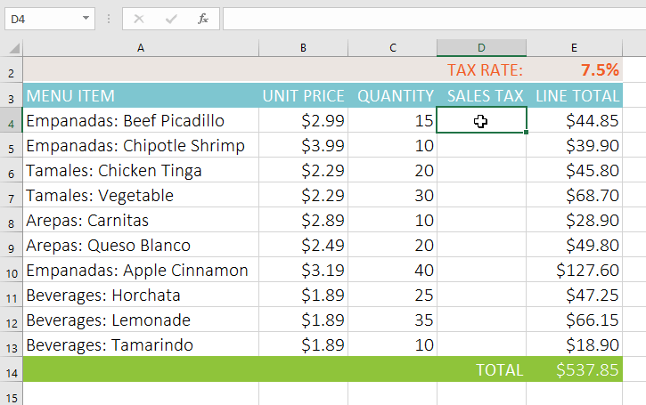 Picture 7 of Excel 2019 (Part 14): Relative and Absolute Cell References