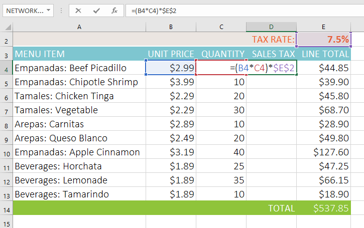 Picture 8 of Excel 2019 (Part 14): Relative and Absolute Cell References