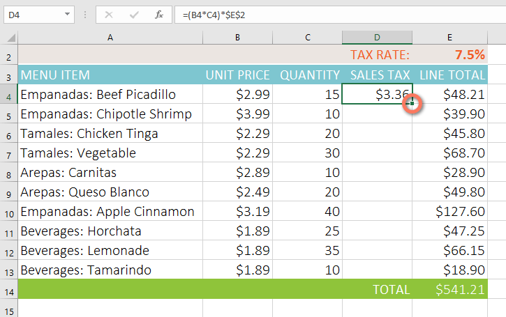 Picture 9 of Excel 2019 (Part 14): Relative and Absolute Cell References