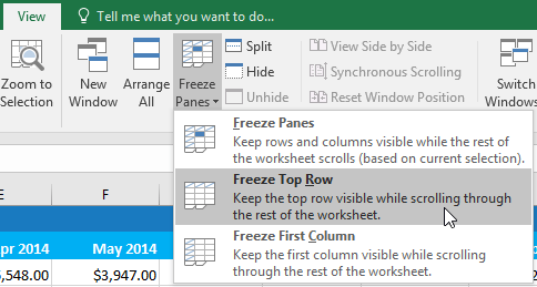 Picture 7 of Excel 2019 (Part 17): Fixing Rows/Columns and Viewing Options