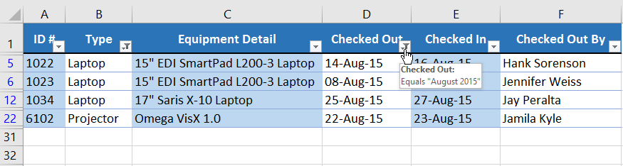 Picture 11 of Excel 2019 (Part 19): Filtering Data