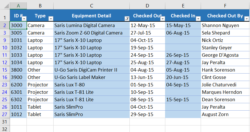 Picture 17 of Excel 2019 (Part 19): Filtering Data