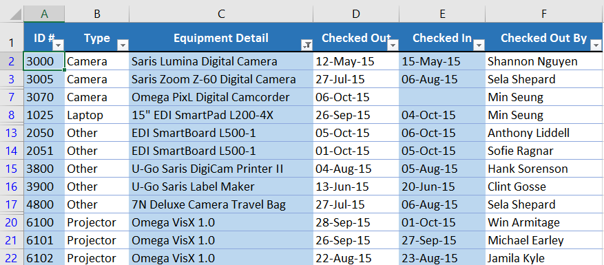Picture 21 of Excel 2019 (Part 19): Filtering Data